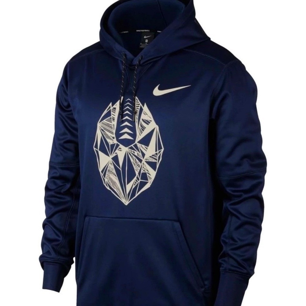 Nike Dri-Fit Thermal Hoodie Mens M Tall Navy Blue Football Sportswear Pullover